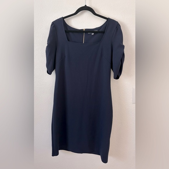 Sharagano Classic Navy Square Neck Sheath Dress Size 10 - Picture 1 of 8